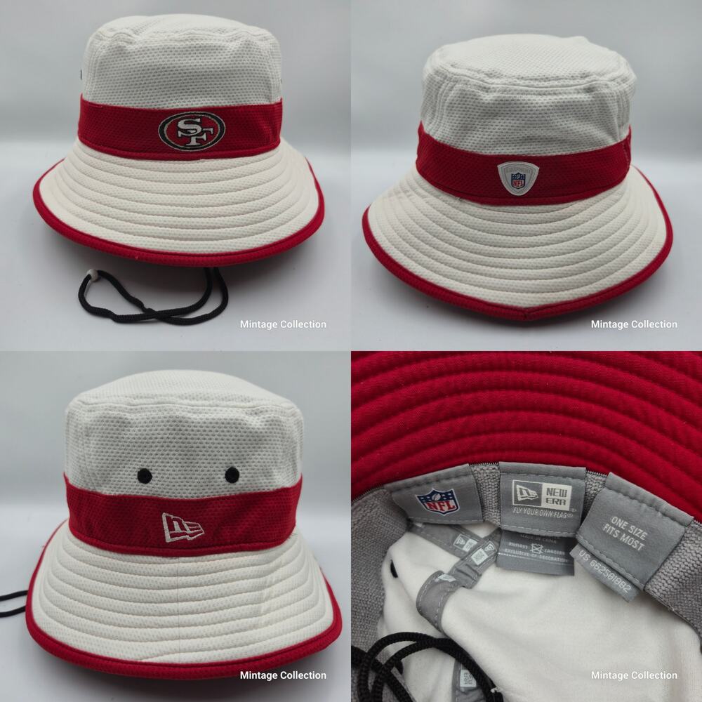New Era San Francisco 49ers White red Training Bucket Hat